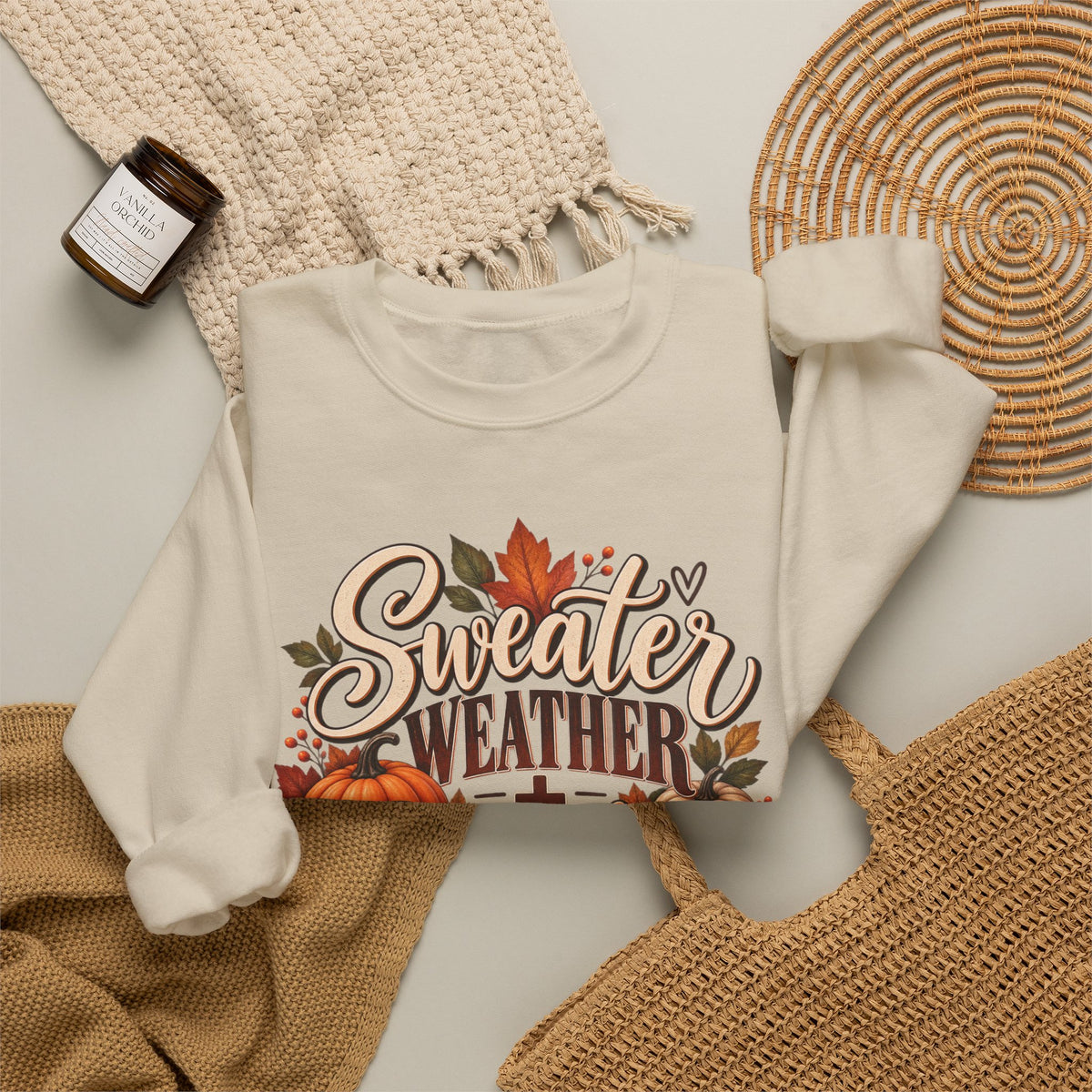 Sweatshirt — "Sweater Weather + Pumpkin Everything" Fall Crewneck