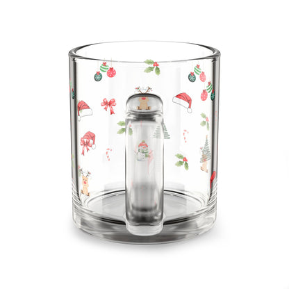 Festive Holiday Glass Mug, 10oz - Perfect for Christmas, Winter Parties, Coffee Lovers, Gift for Friends, Home Decor