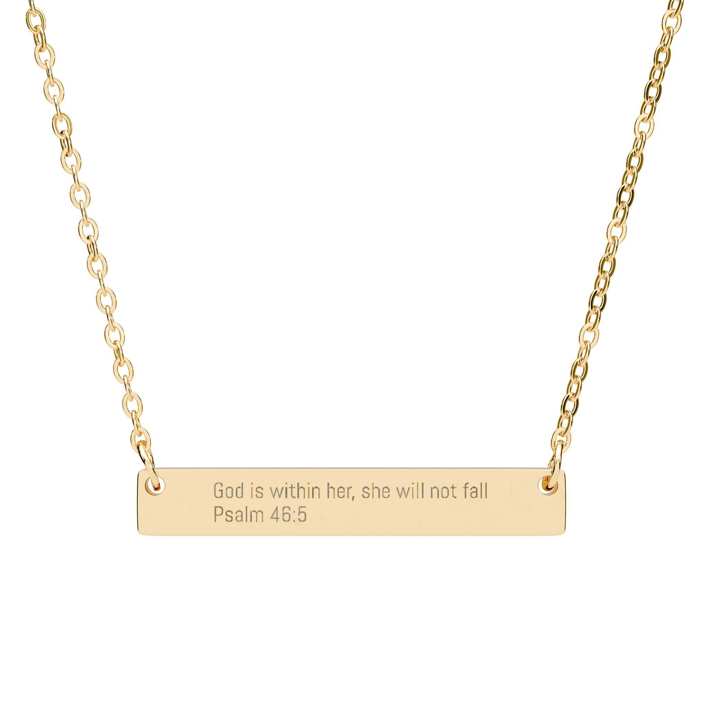 God Is Within Her Necklace – Psalm 46:5 Engraved Gold Bar Necklace for Women | Faith Jewelry Gift, Minimalist Christian Necklace