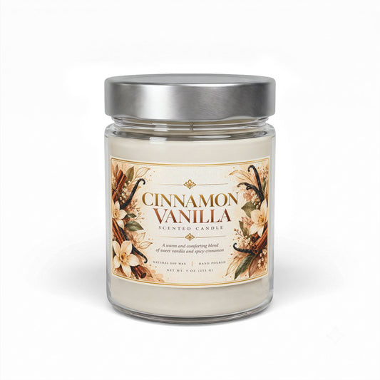Cinnamon Vanilla Scented Soy Wax Candle in Jar