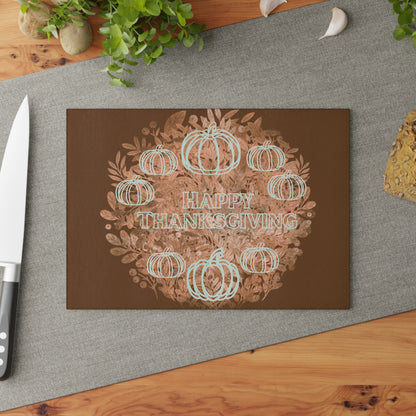 Thanksgiving Glass Cutting Board, Fall Kitchen Decor, Pumpkin Design, Holiday Gift, Home Cooking Essentials, Seasonal Kitchenware