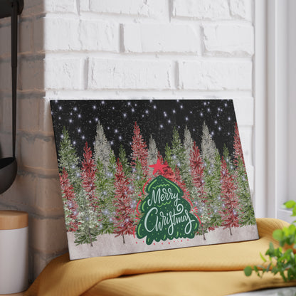 Christmas Glass Cutting Board - Merry Christmas Design, Holiday Decor, Kitchen Gift, Festive Cooking Board, Seasonal Kitchenware
