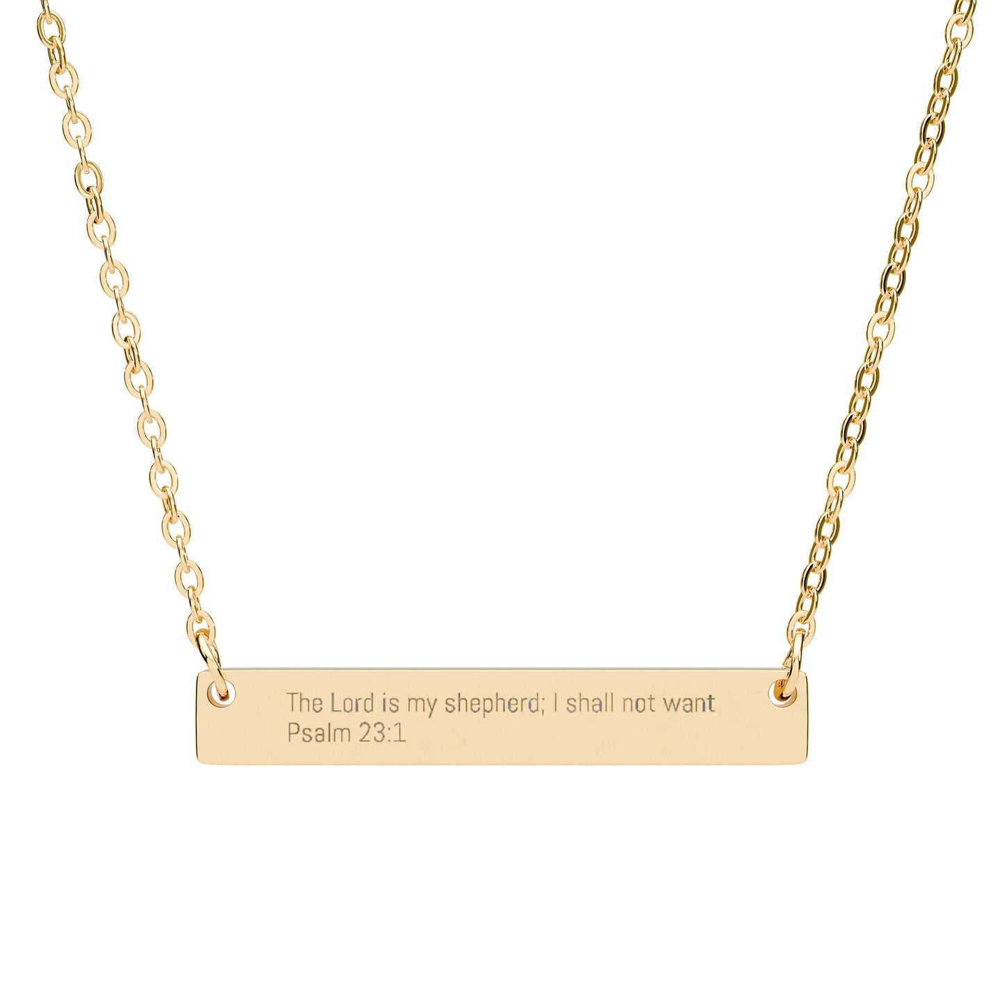 Psalm 23:1 Necklace – The Lord Is My Shepherd Engraved Bar Necklace, Christian Silver Minimalist Jewelry, Inspirational Faith Gift for Women