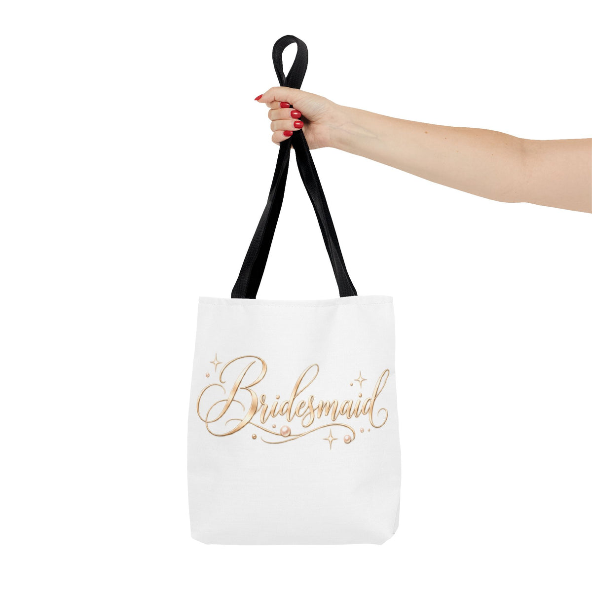 Bridesmaid Tote Bag — Elegant Gold Script Wedding Gift Tote