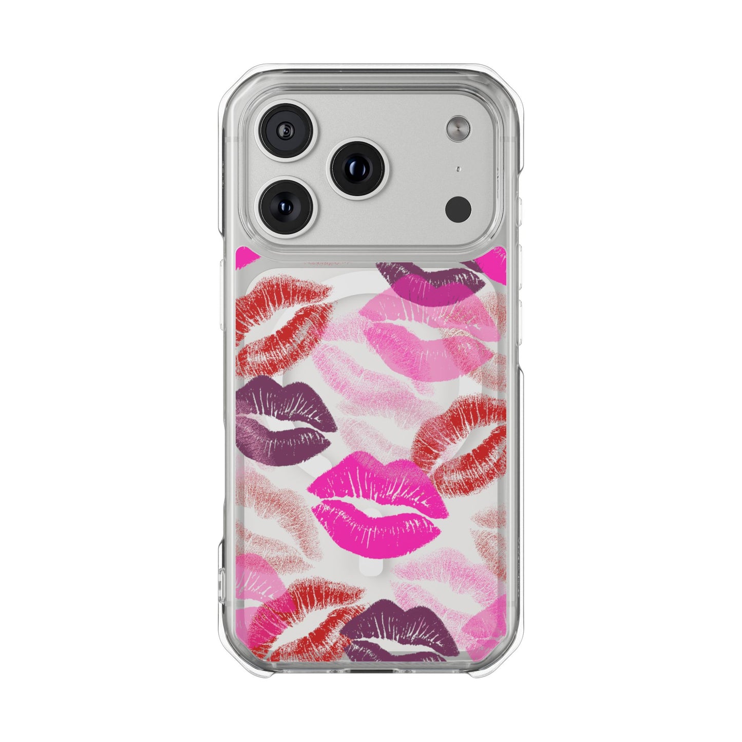 Kiss Me Bold MagSafe Phone Case — Pink & Red Kiss Lip Print