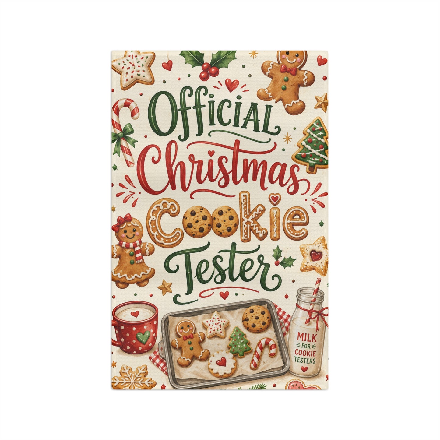 Tea Towel - "Official Christmas Cookie Tester" Holiday Kitchen Towel