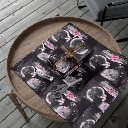 It's a Girl! Baby Announcement Gift Wrap, Unique Baby Shower Wrap, Personalized Sonogram Paper, Fun Pregnancy Reveal, New Parent Gift Wrap