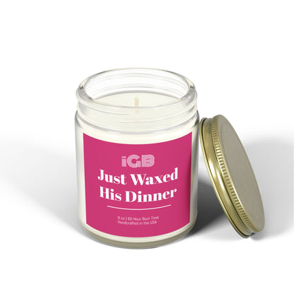 Just Waxed His Dinner Candle, Cozy Home Decor, Gift for Her, Aromatherapy, Seasonal fall Candle
