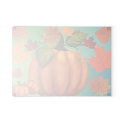 Autumn Pumpkin Glass Cutting Board, Kitchen Decor, Fall Gifts, Thanksgiving Tableware, Seasonal Cooking, Harvest Celebration