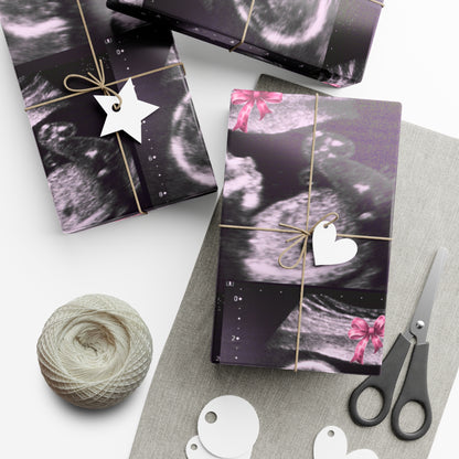 It's a Girl! Baby Announcement Gift Wrap, Unique Baby Shower Wrap, Personalized Sonogram Paper, Fun Pregnancy Reveal, New Parent Gift Wrap