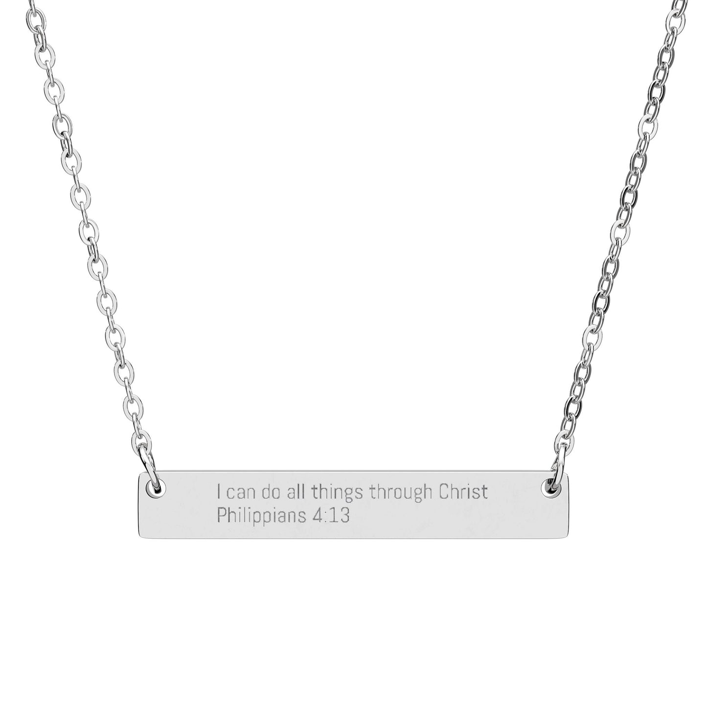 I Can Do All Things Through Christ Necklace – Philippians 4:13 Engraved Gold Bar Necklace for Women | Faith Jewelry Gift, Minimalist Christian Necklace