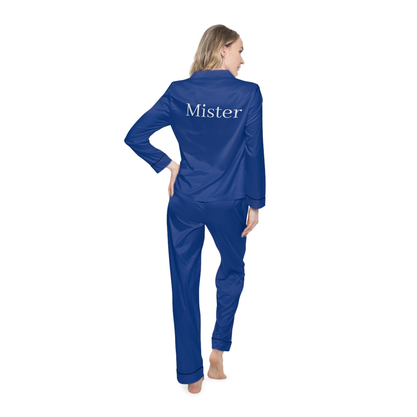 "Mr." Satin Blue Pajamas