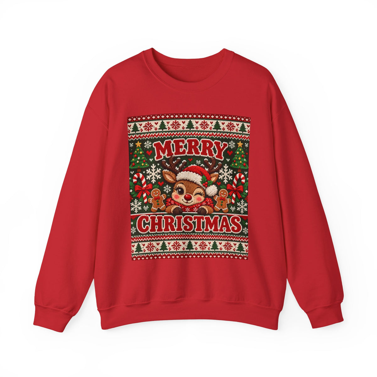 Merry Christmas Reindeer Crewneck Sweatshirt