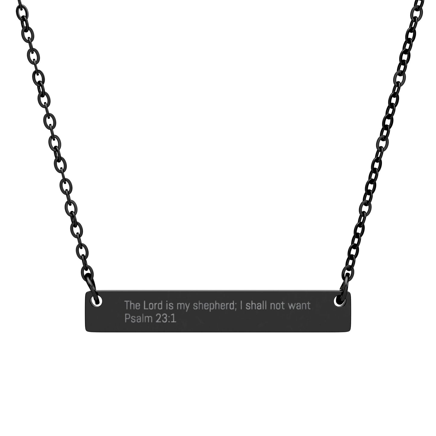 Psalm 23:1 Necklace – The Lord Is My Shepherd Engraved Bar Necklace, Christian Silver Minimalist Jewelry, Inspirational Faith Gift for Women