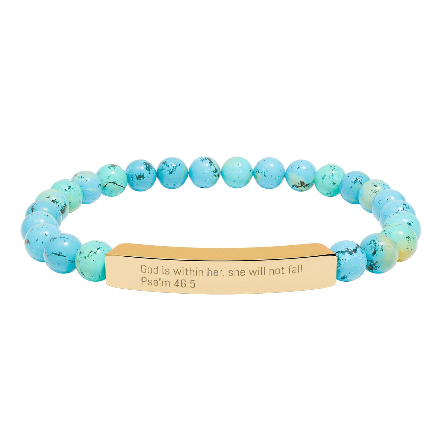 Engravable Natural Stone Stretch Bar Bracelet — Personalized Beaded Bracelet