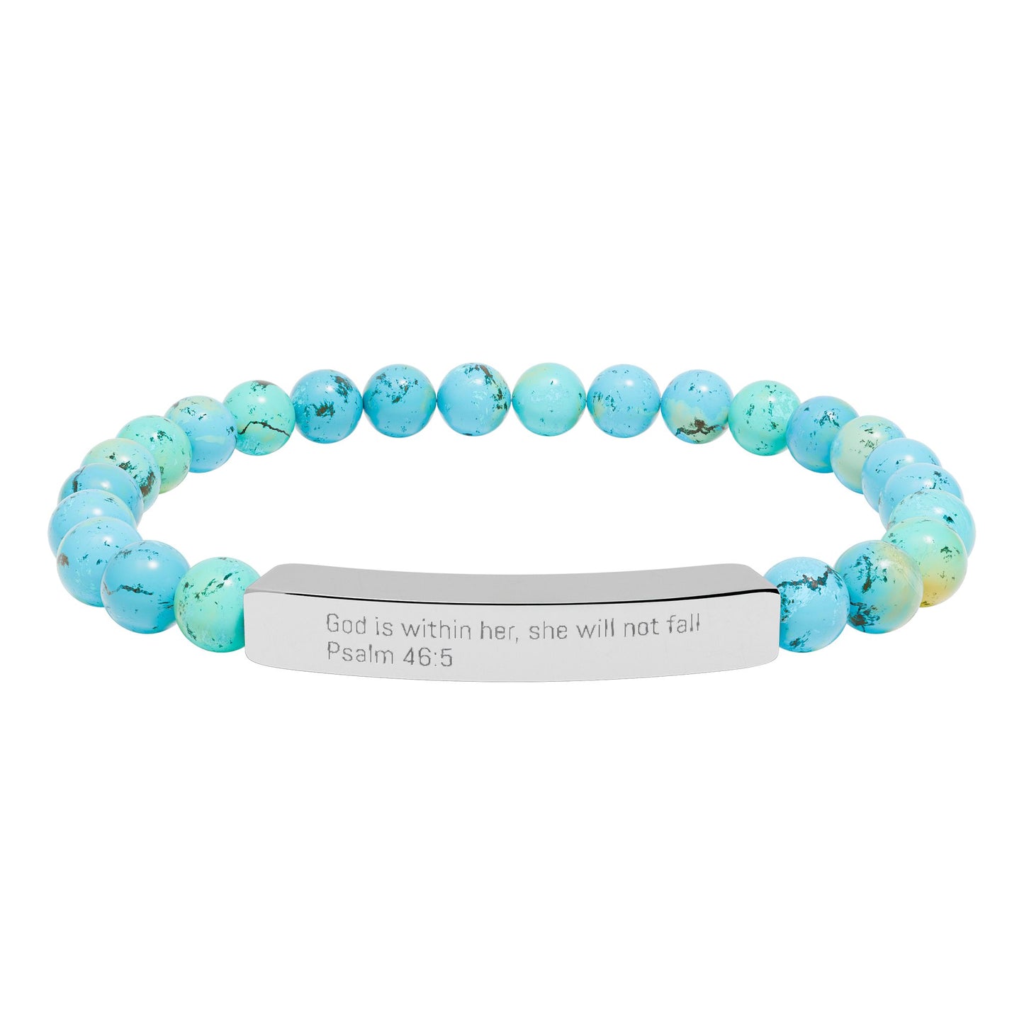 Engravable Natural Stone Stretch Bar Bracelet — Personalized Beaded Bracelet