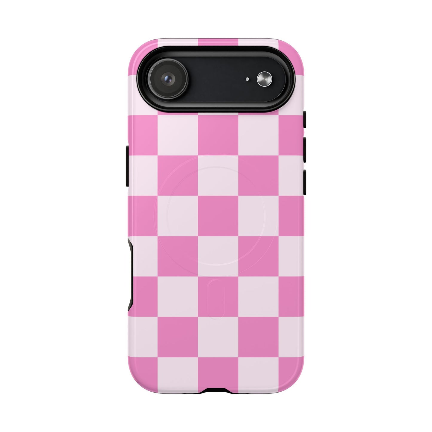Blush Check Babe MagSafe Phone Case — Pink Checkered Pattern Tough Protective Cover