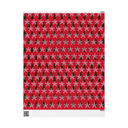 Christmas & Snow Red Wrapping Paper