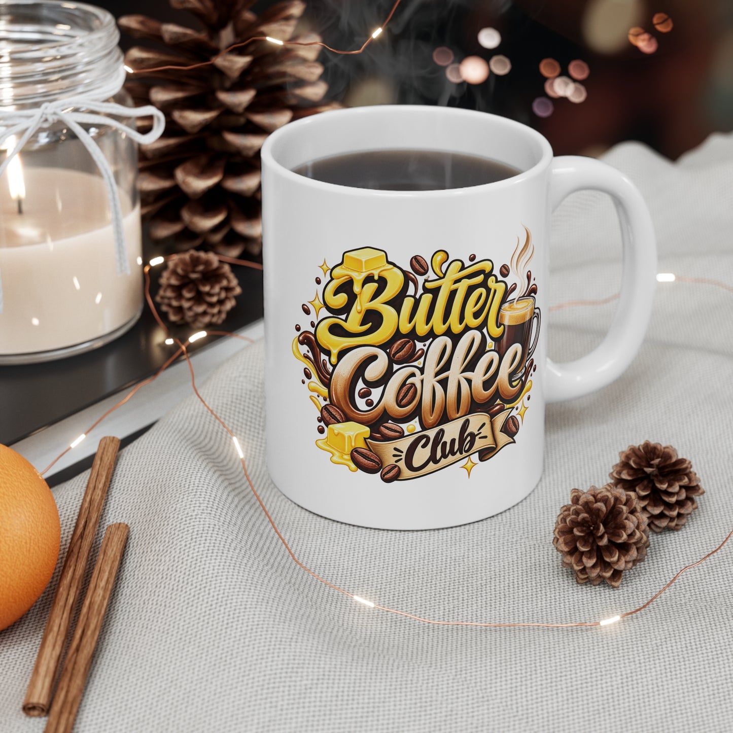 Butter Coffee Club Mug — 11oz Keto Buttered Coffee Ceramic Coffee Cup