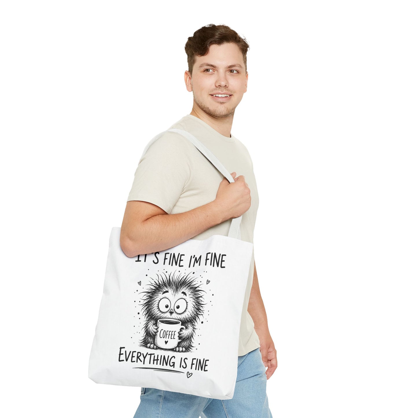 Everything Is Fine Tote Bag | Funny Anxiety Aesthetic Canvas Carryall