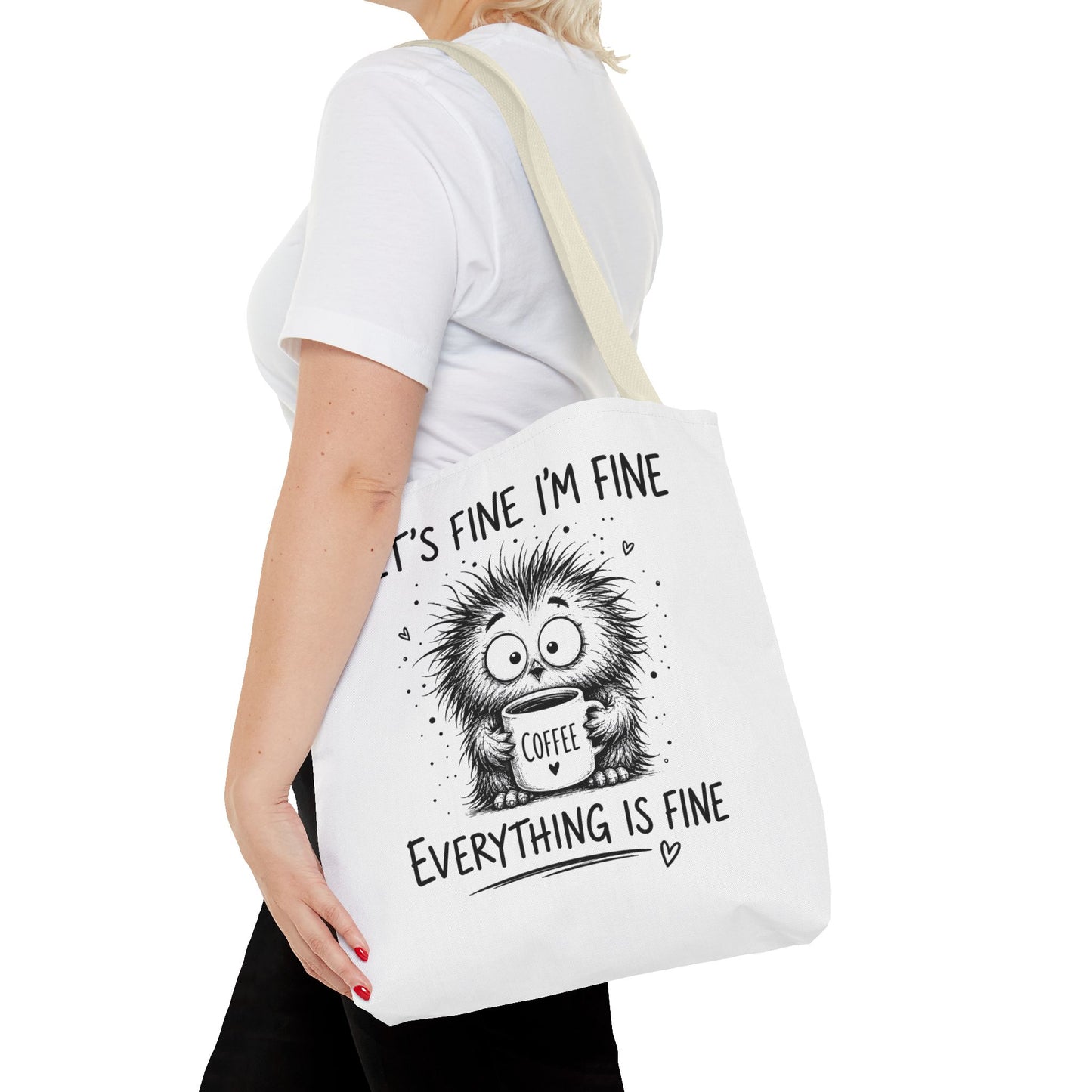 Everything Is Fine Tote Bag | Funny Anxiety Aesthetic Canvas Carryall