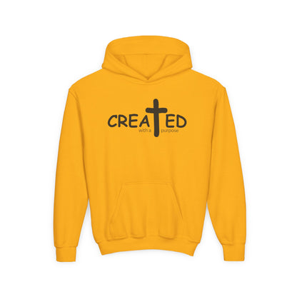 Created With A Purpose, Youth Teen Hooded Sweatshirt Hoodie