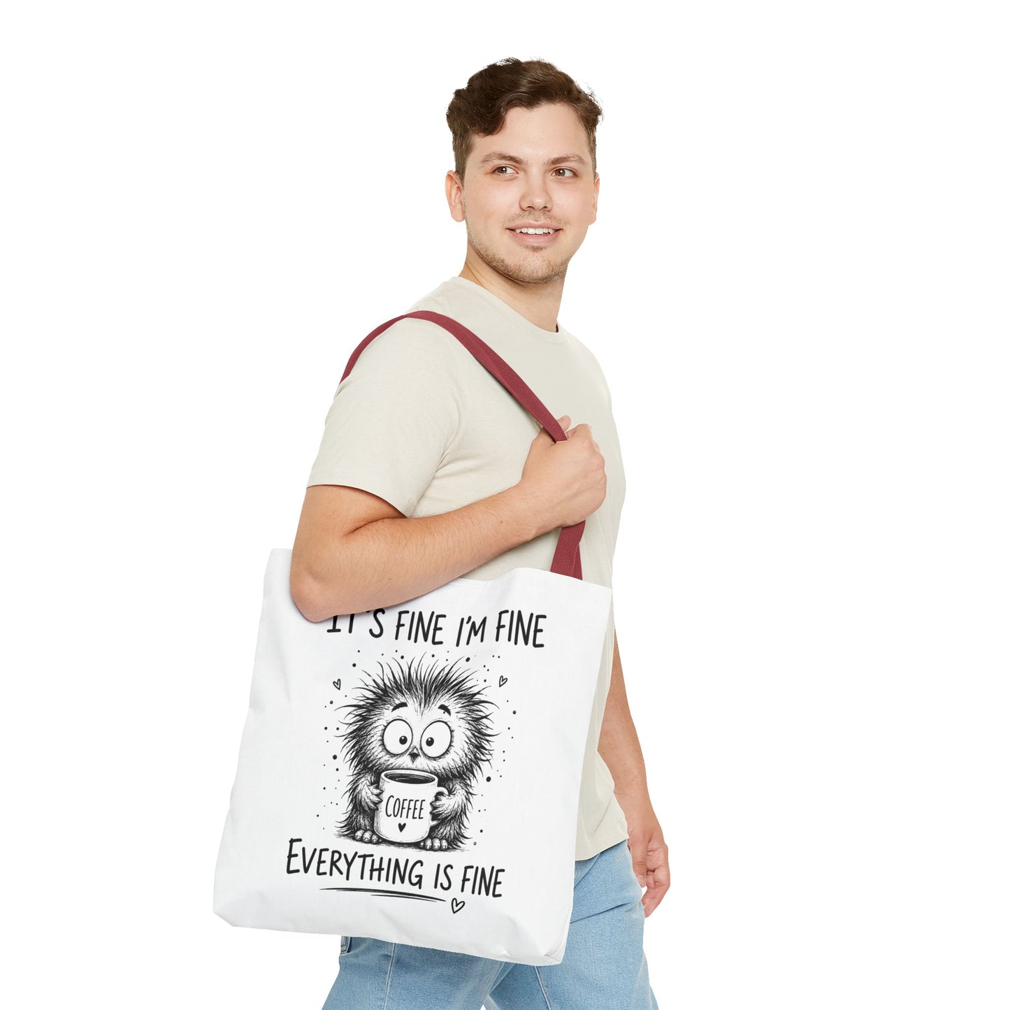 Everything Is Fine Tote Bag | Funny Anxiety Aesthetic Canvas Carryall