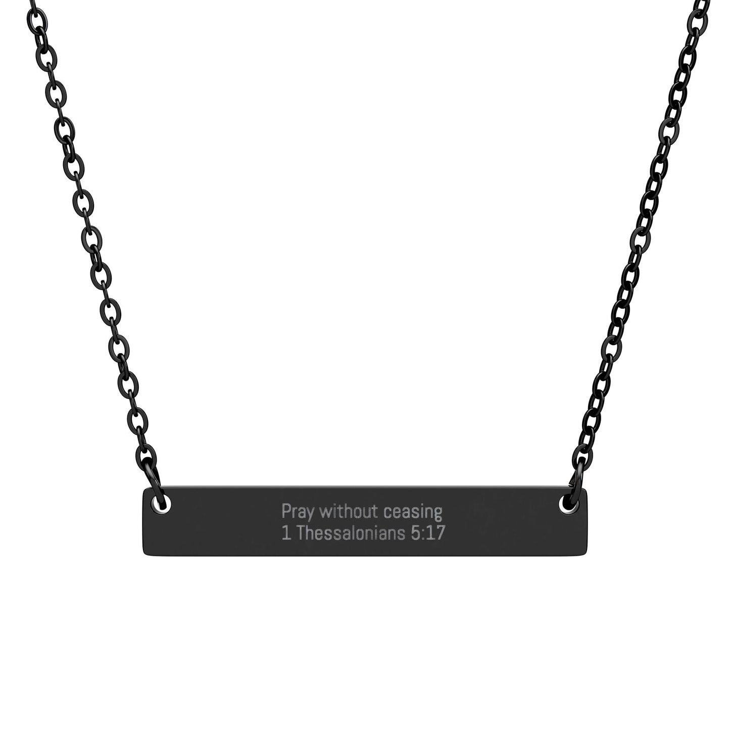 Pray Without Ceasing Necklace – 1 Thessalonians 5:17 Engraved Gold Bar Necklace, Christian Inspirational Jewelry, Faith Gift for Women
