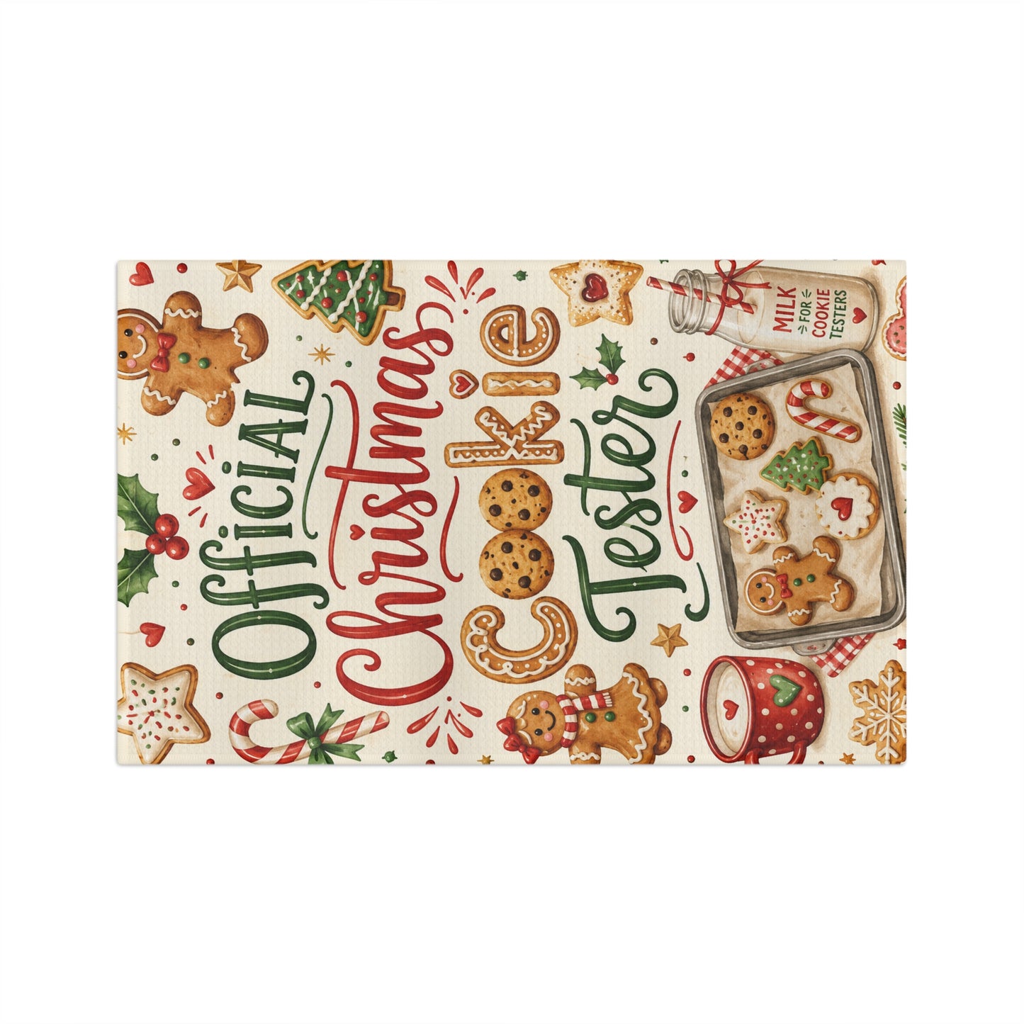Tea Towel - "Official Christmas Cookie Tester" Holiday Kitchen Towel