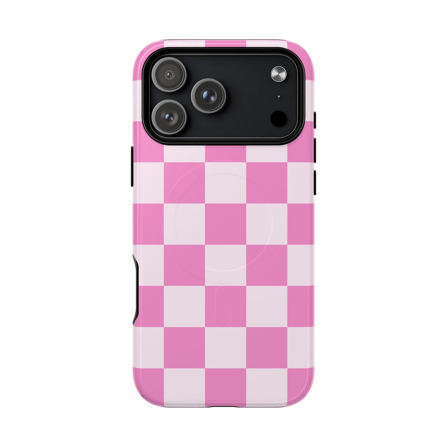 Blush Check Babe MagSafe Phone Case — Pink Checkered Pattern Tough Protective Cover