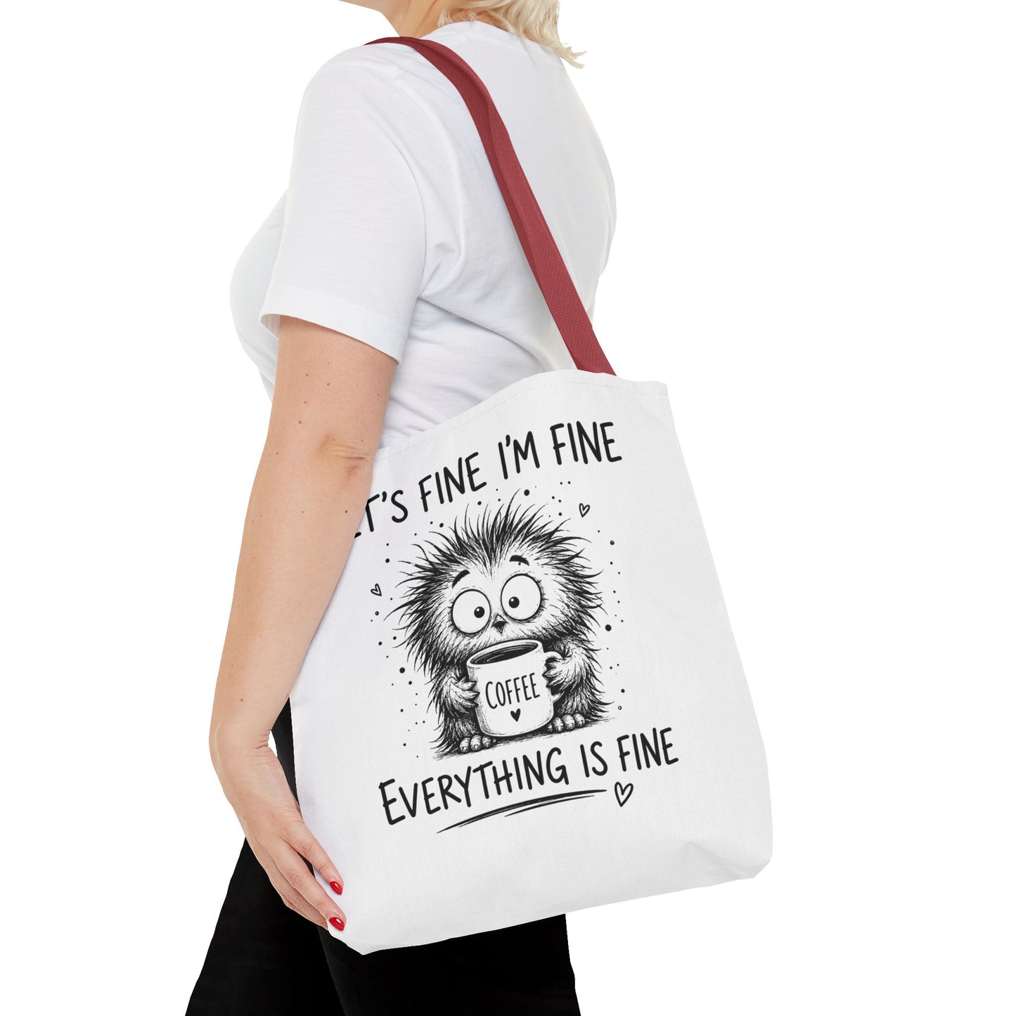 Everything Is Fine Tote Bag | Funny Anxiety Aesthetic Canvas Carryall