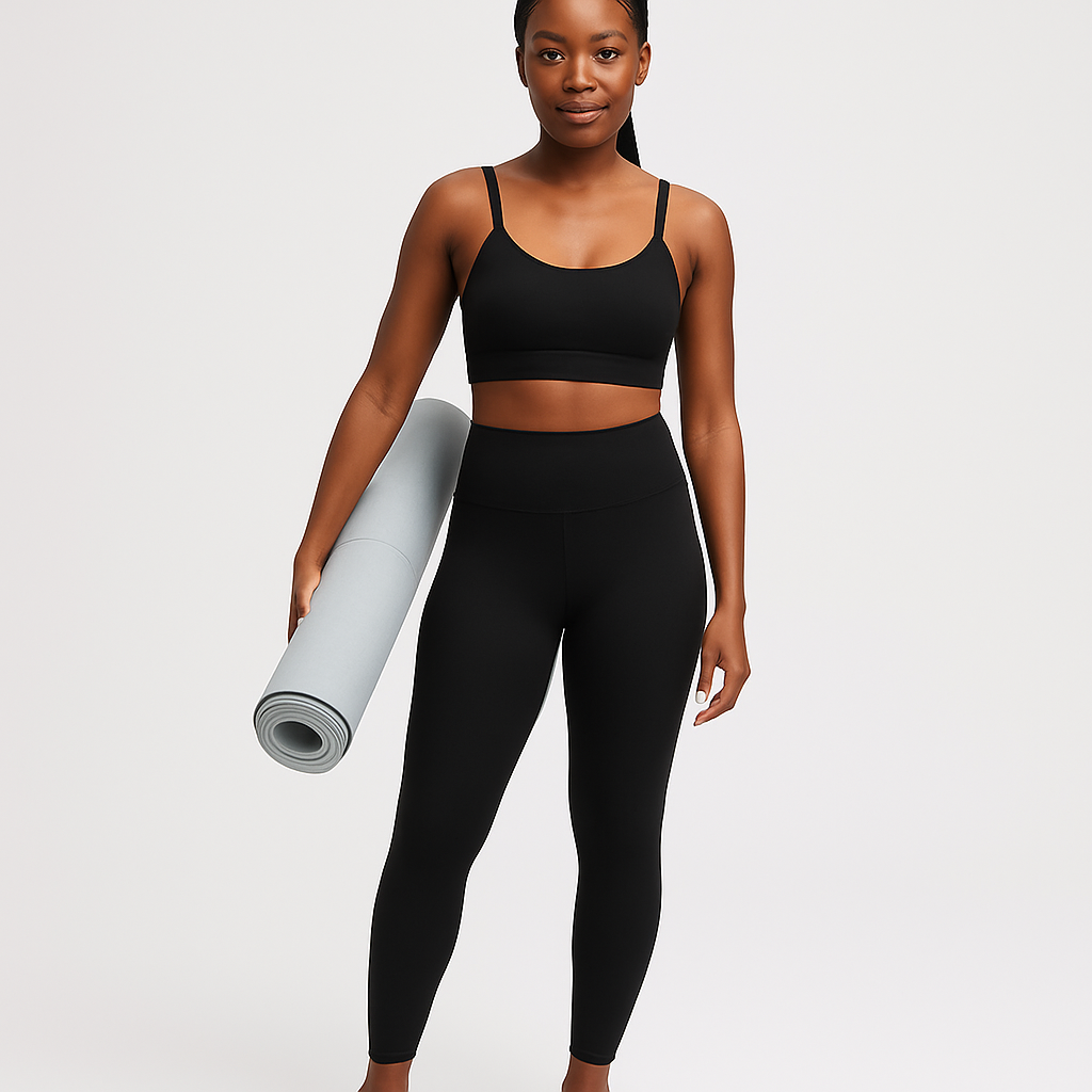 iGB Fits Black High-Waisted Leggings, Fitness Tights for Women, Stylish Workout Leggings, Activewear, Comfortable Yoga Pants