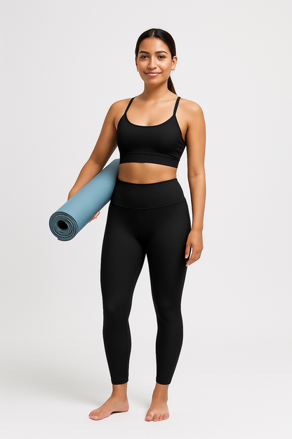 iGB Fits Black High-Waisted Leggings, Fitness Tights for Women, Stylish Workout Leggings, Activewear, Comfortable Yoga Pants