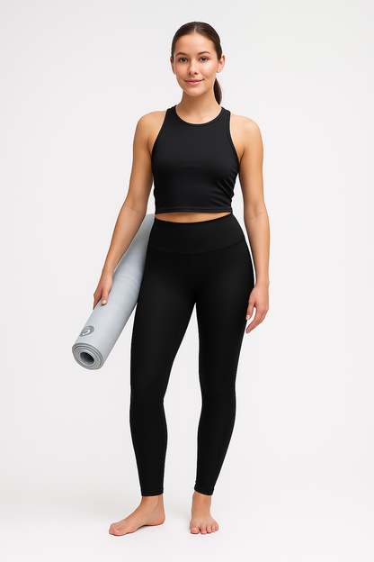 iGB Fits Black High-Waisted Leggings, Fitness Tights for Women, Stylish Workout Leggings, Activewear, Comfortable Yoga Pants