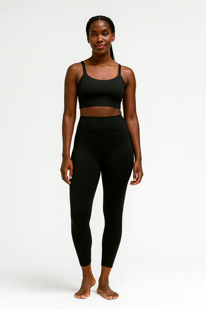 iGB Fits Black High-Waisted Leggings, Fitness Tights for Women, Stylish Workout Leggings, Activewear, Comfortable Yoga Pants