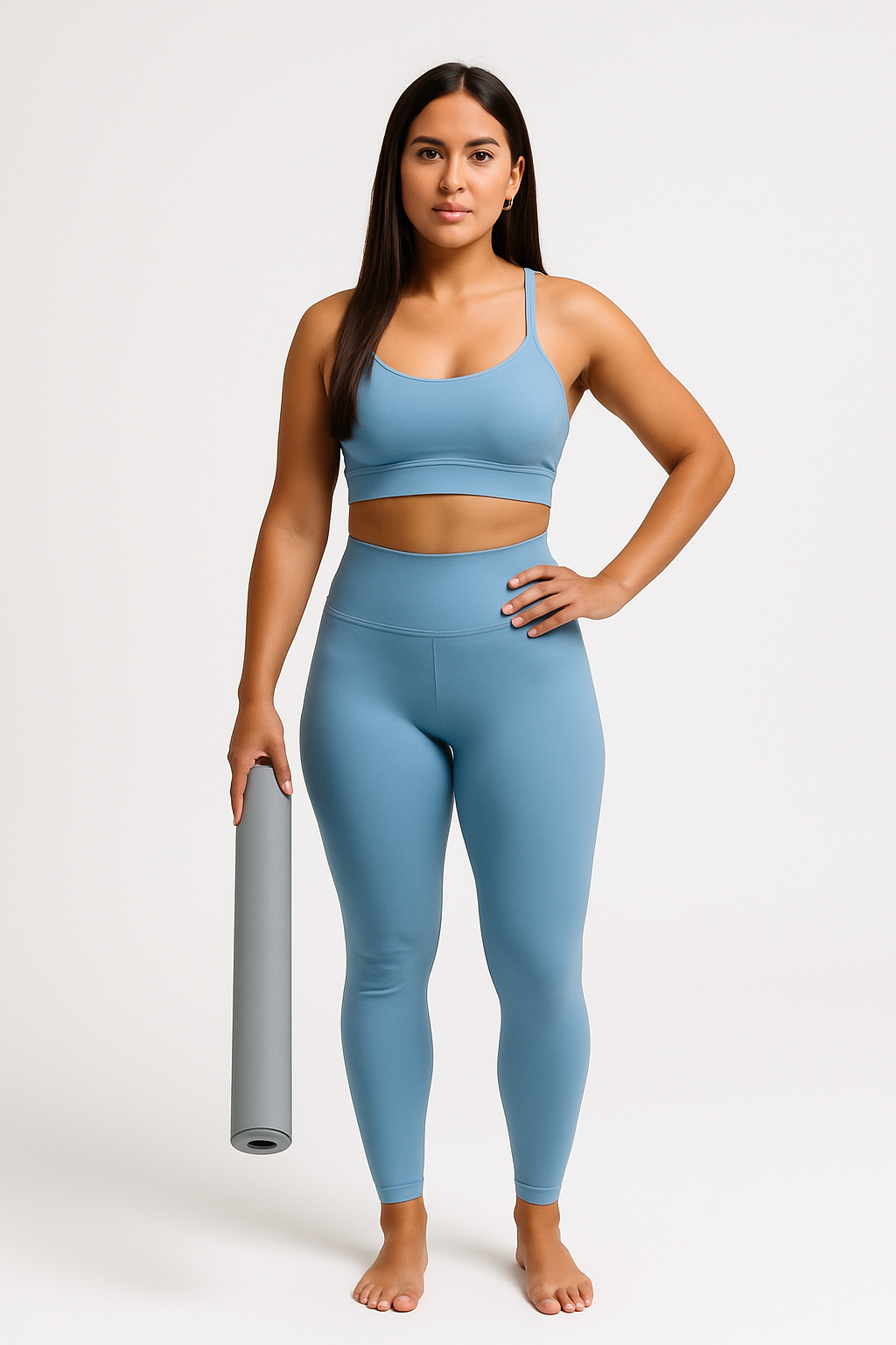 iGB Fits High Waisted Light Blue Yoga Leggings, Activewear, Workout Tights, Athletic Leggings, Fitness Apparel, Comfortable Leggings for Yoga or Gym