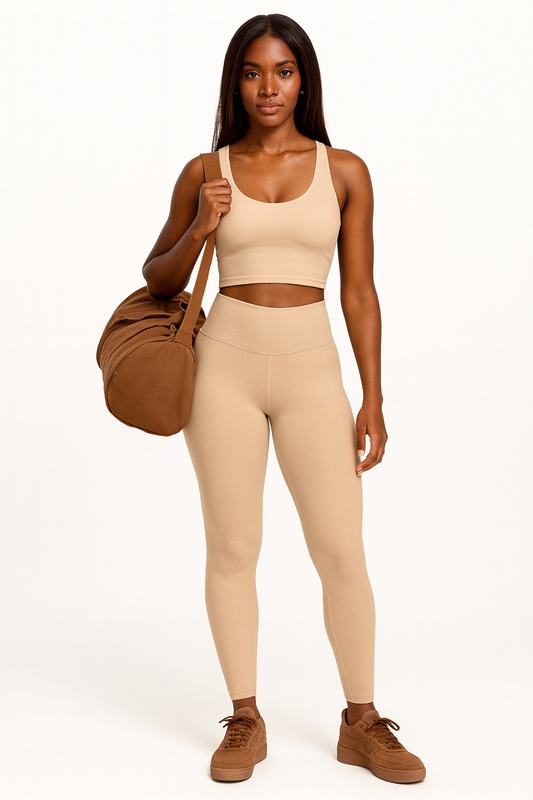 Stylish Beige Polyester Sports Bra - Trendy Activewear for Fitness, Yoga, Running, Gym, Comfortable Workout Apparel