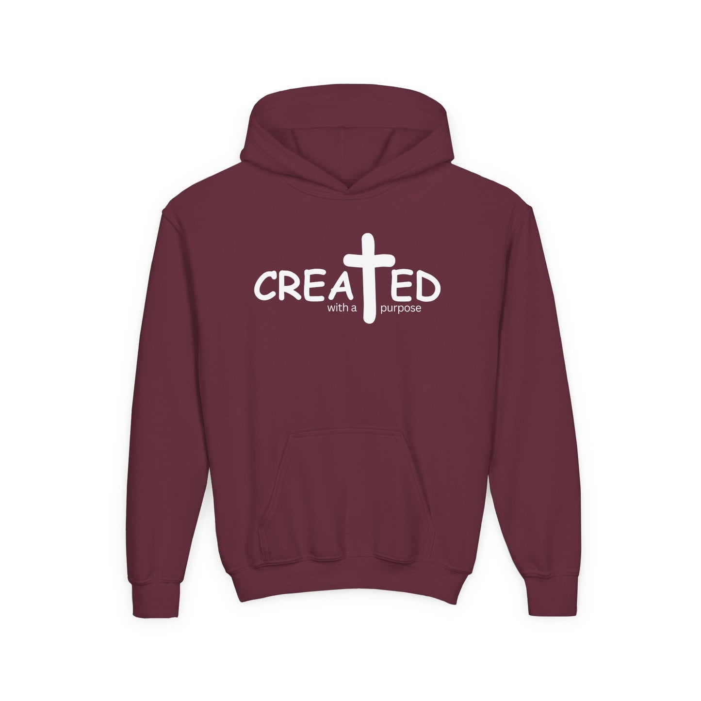 Created With A Purpose, Youth Teen Hooded Sweatshirt Hoodie