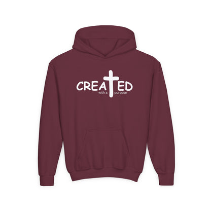 Created With A Purpose, Youth Teen Hooded Sweatshirt Hoodie