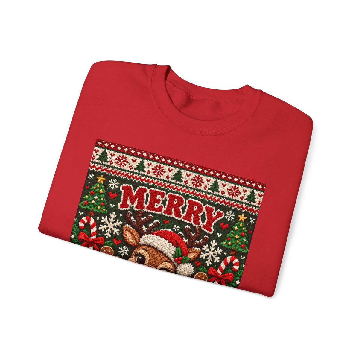 Merry Christmas Reindeer Crewneck Sweatshirt