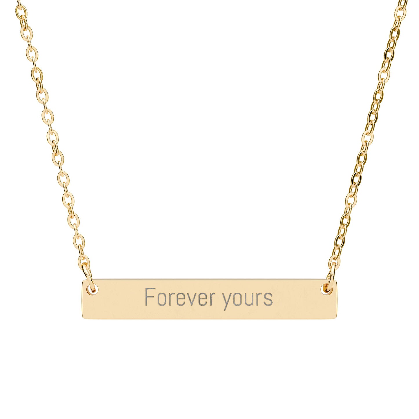 Forever Yours Gold Bar Necklace – Engraved Minimalist Jewelry Gift for Her, Dainty Gold Chain, Romantic Gift Idea
