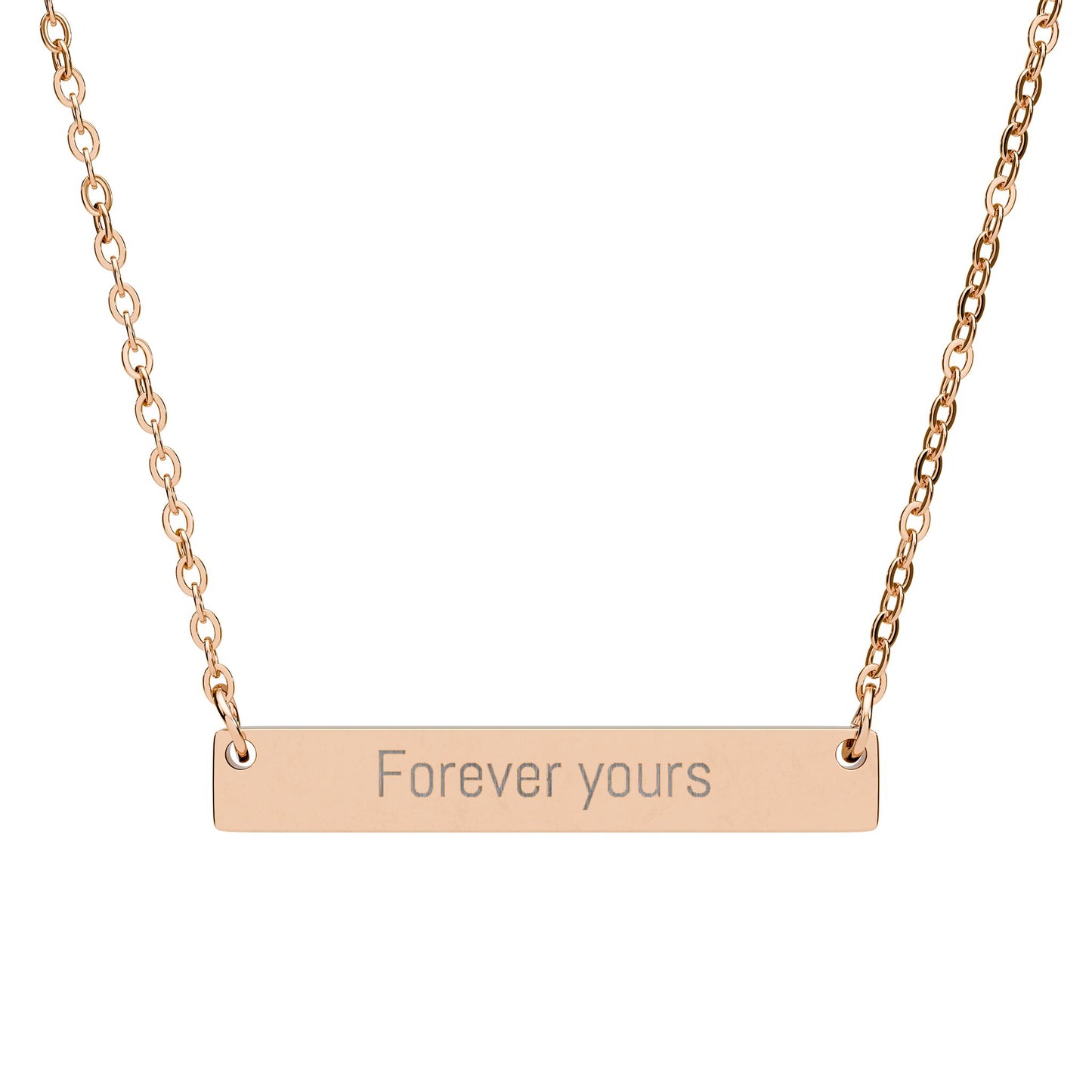Forever Yours Gold Bar Necklace – Engraved Minimalist Jewelry Gift for Her, Dainty Gold Chain, Romantic Gift Idea