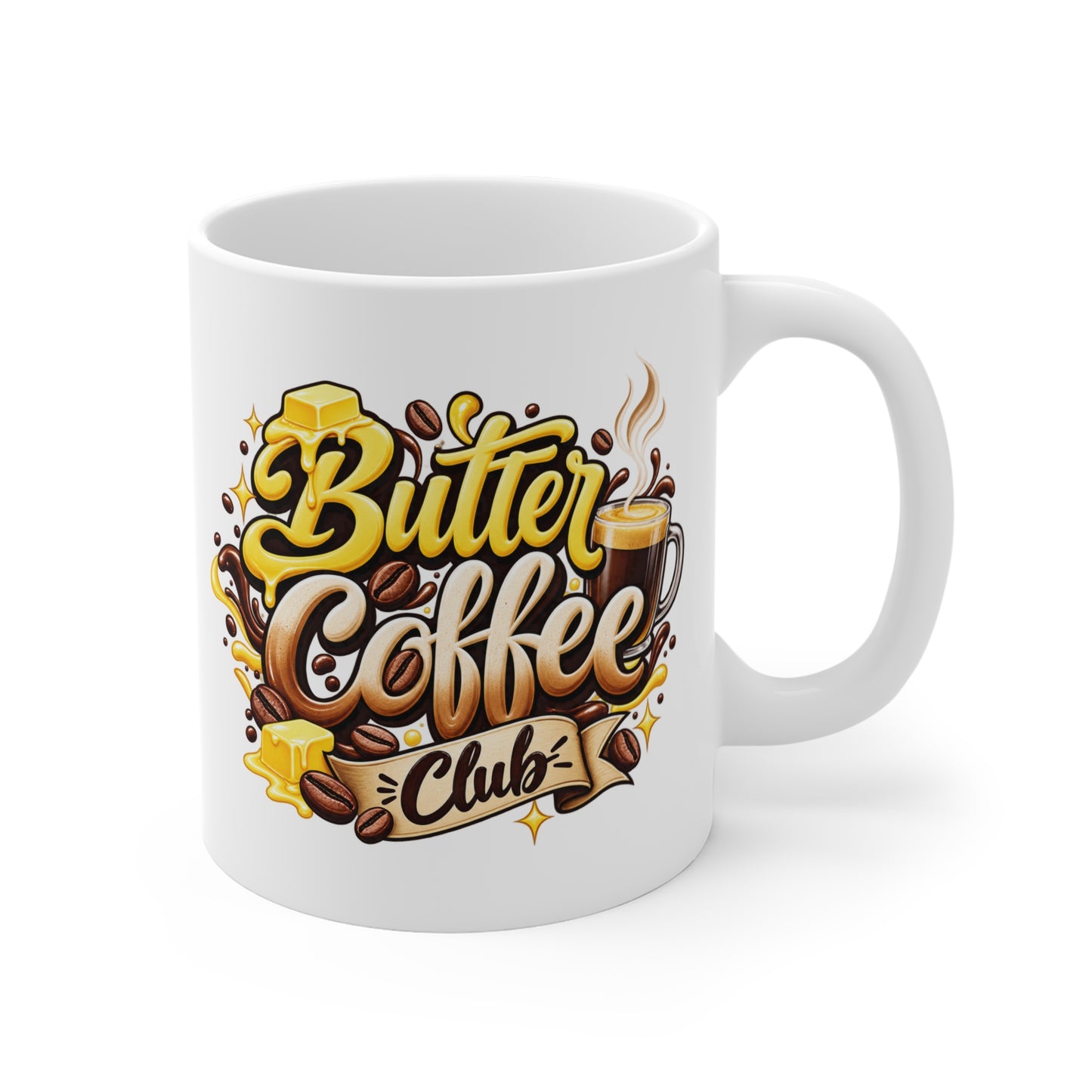 Butter Coffee Club Mug — 11oz Keto Buttered Coffee Ceramic Coffee Cup