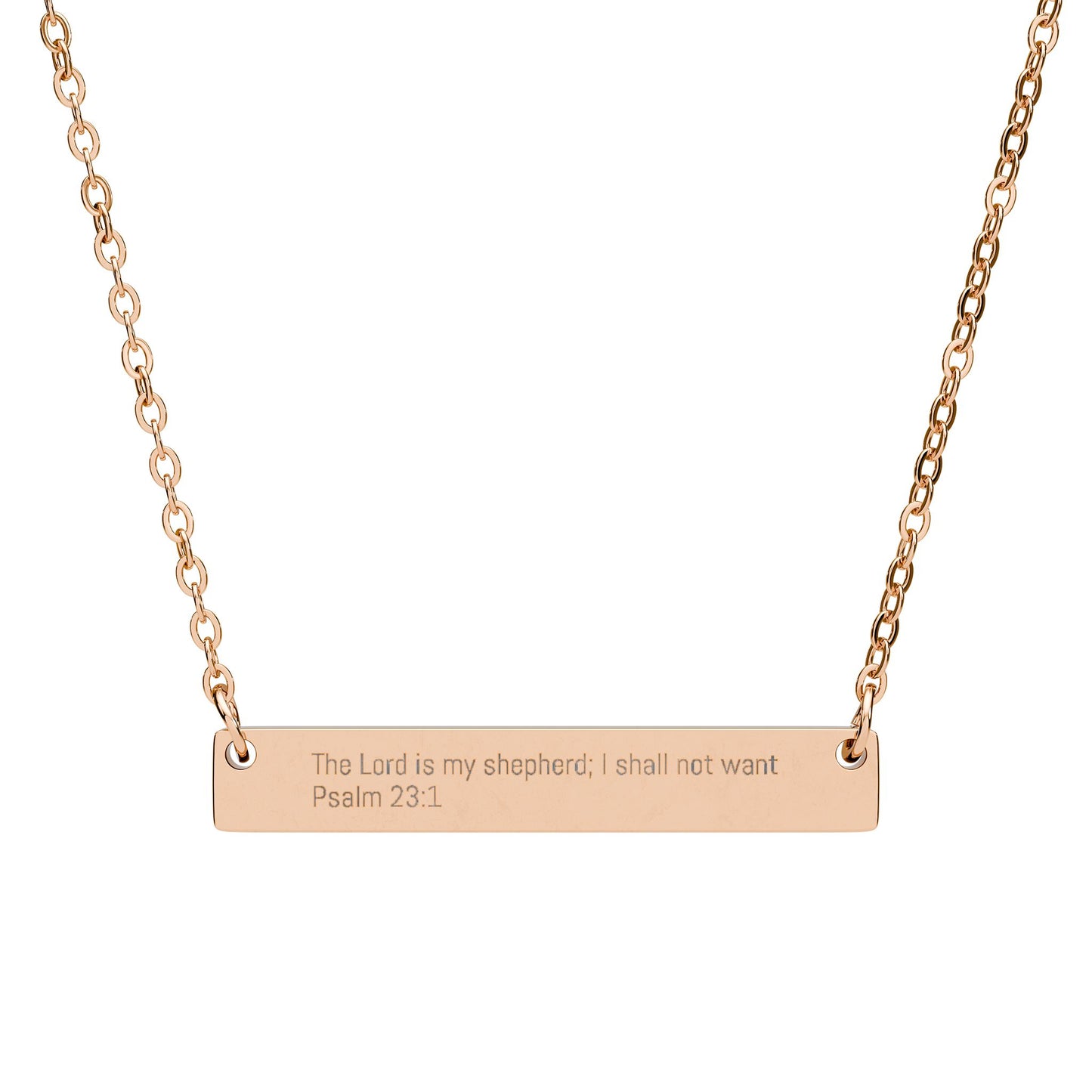 Psalm 23:1 Necklace – The Lord Is My Shepherd Engraved Bar Necklace, Christian Silver Minimalist Jewelry, Inspirational Faith Gift for Women