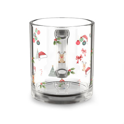 Festive Holiday Glass Mug, 10oz - Perfect for Christmas, Winter Parties, Coffee Lovers, Gift for Friends, Home Decor