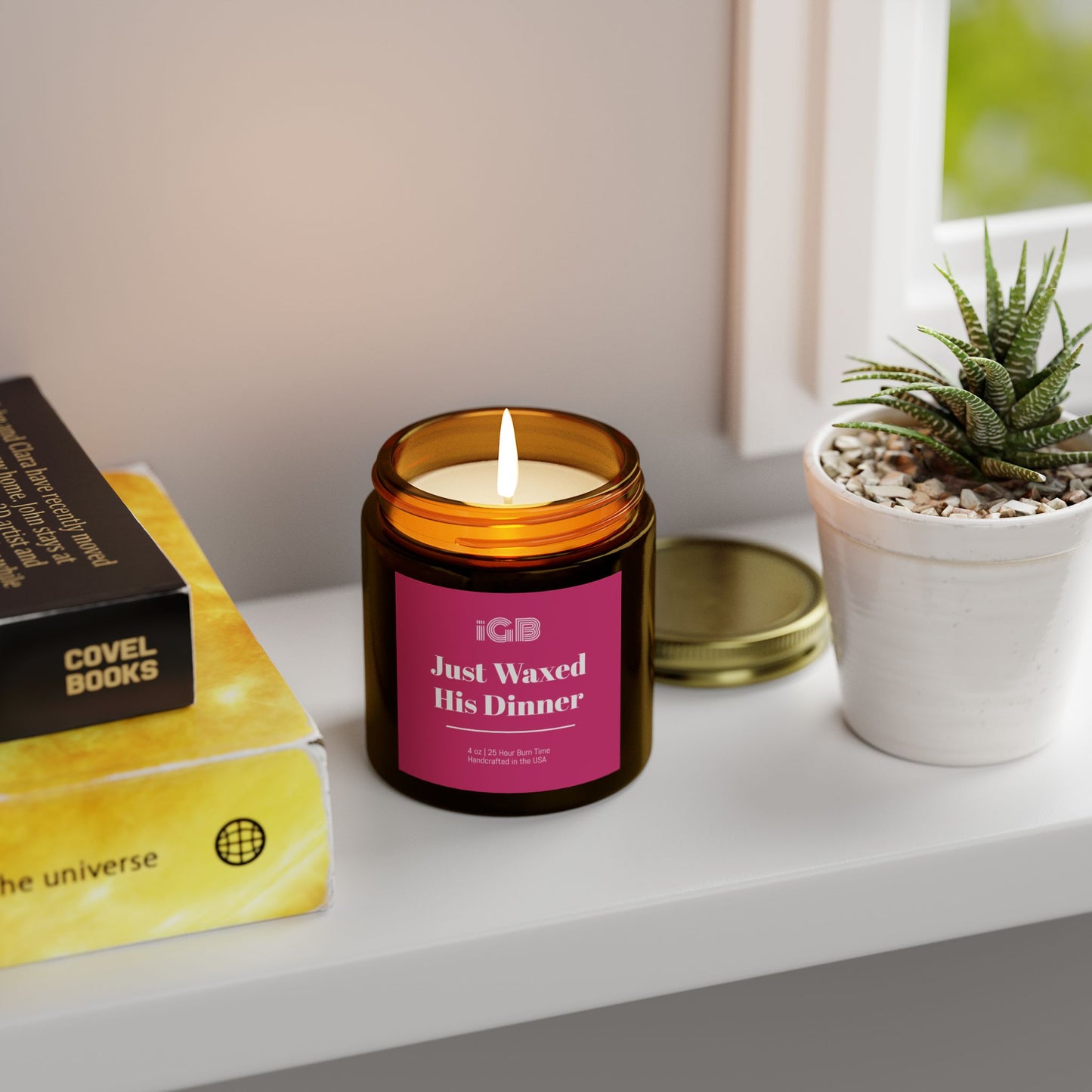 Just Waxed His Dinner Candle, Cozy Home Decor, Gift for Her, Aromatherapy, Seasonal fall Candle