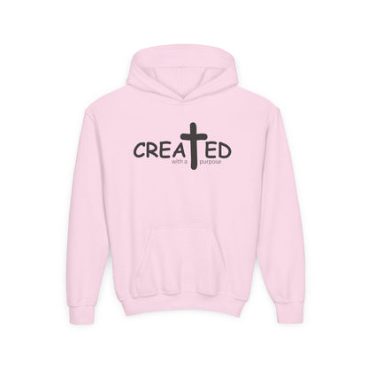 Created With A Purpose, Youth Teen Hooded Sweatshirt Hoodie