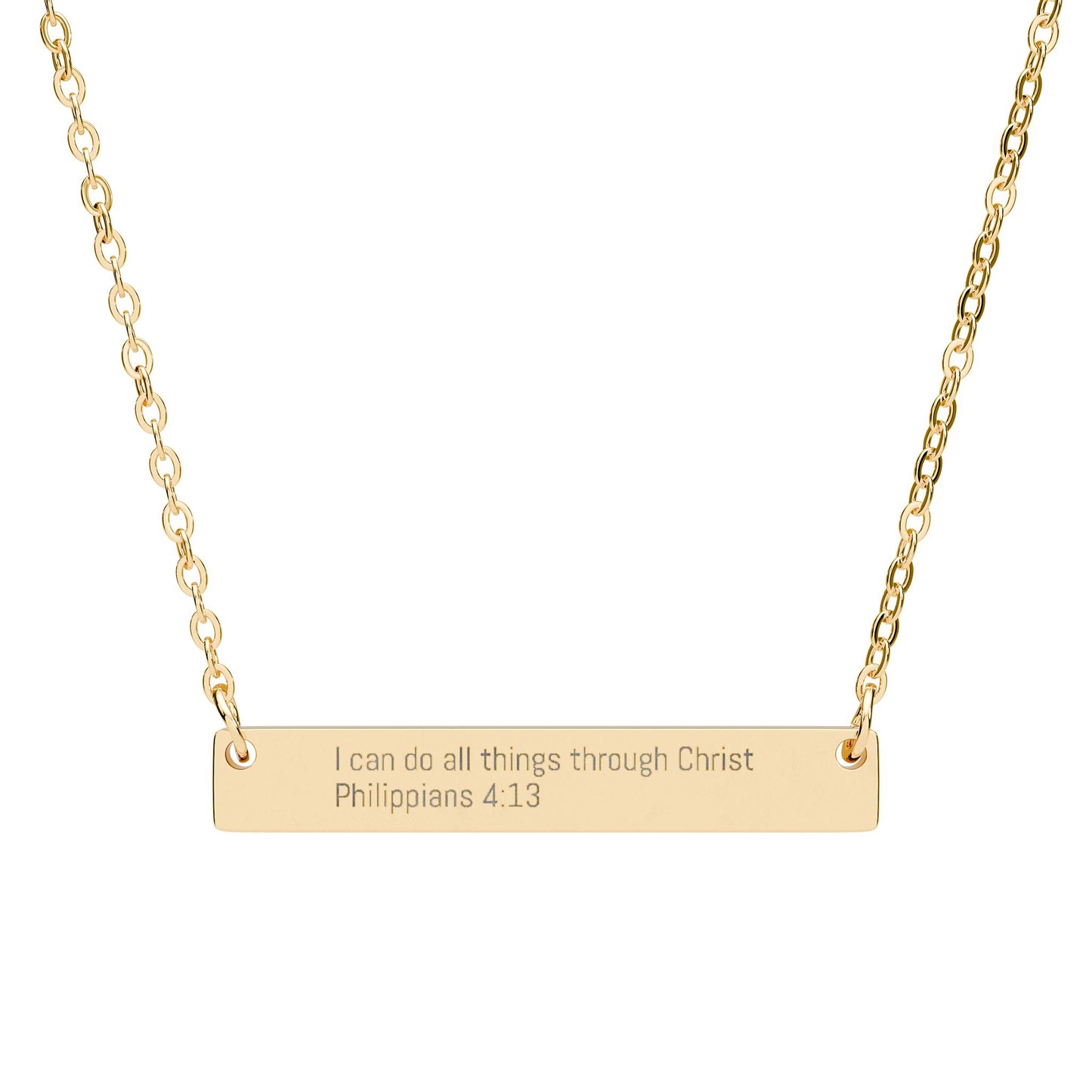 I Can Do All Things Through Christ Necklace – Philippians 4:13 Engraved Gold Bar Necklace for Women | Faith Jewelry Gift, Minimalist Christian Necklace