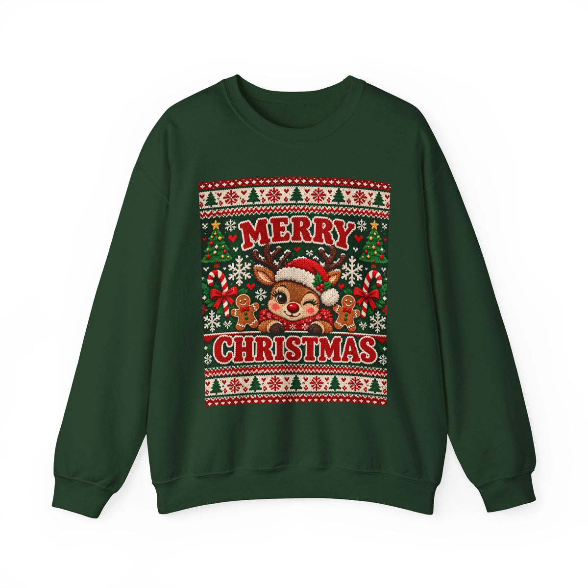 Merry Christmas Reindeer Crewneck Sweatshirt