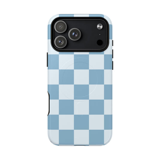 Coastal Check MagSafe Phone Case — Checkered Pattern Tough Protective Cover
